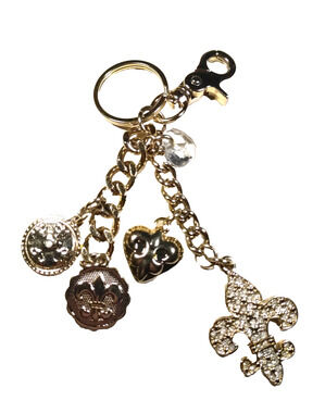 Kathy Van Zeeland keychain Purse Clip Gold Tone Fleur De Lis Heart Gold Tone